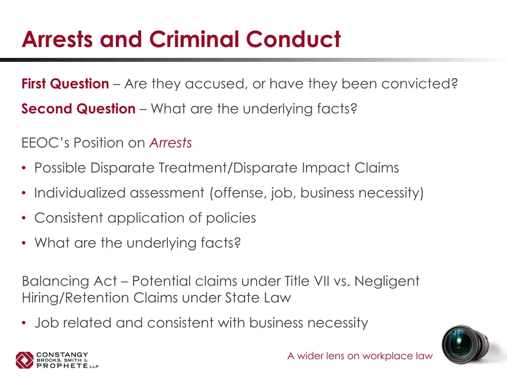 arrests and criminal conduct