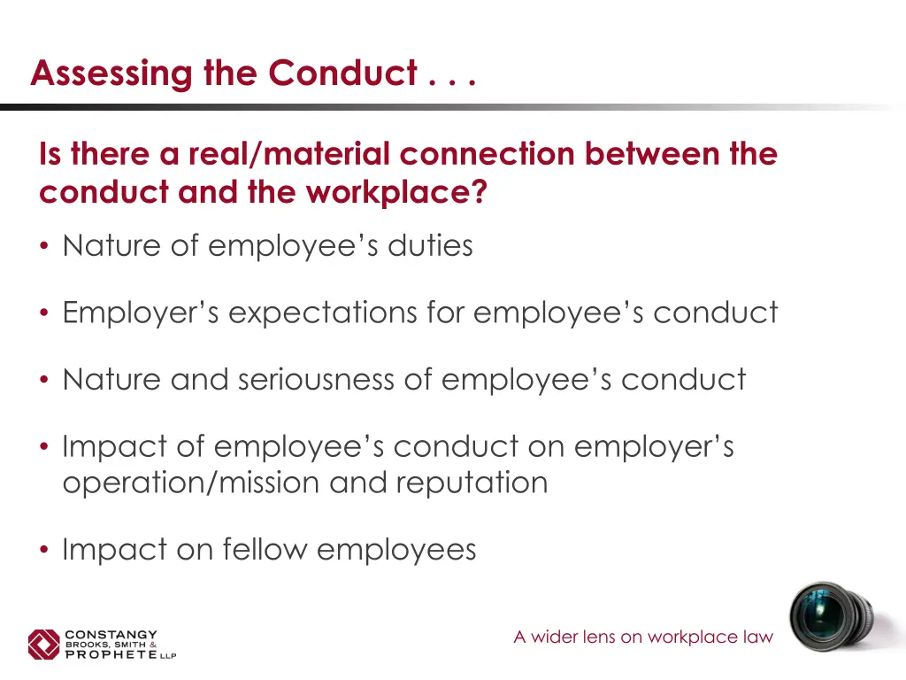 assessing the conduct