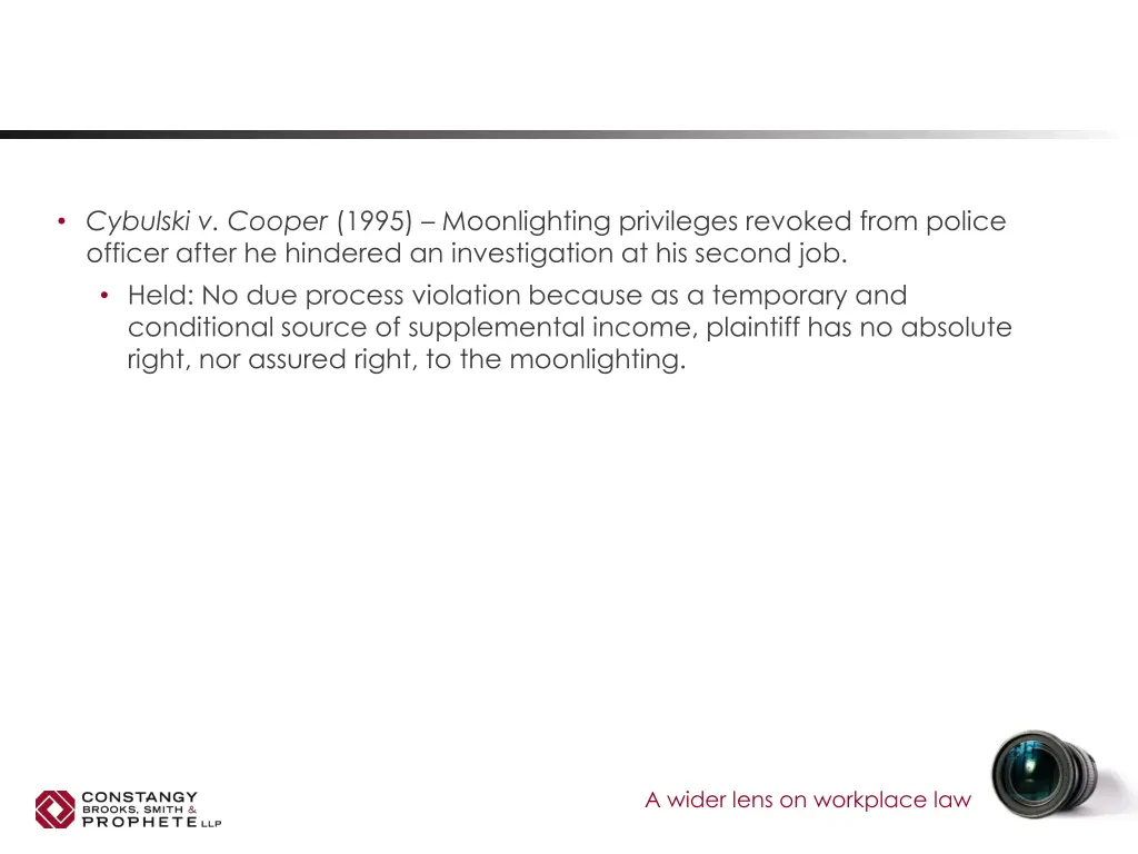 cybulski v cooper 1995 moonlighting privileges