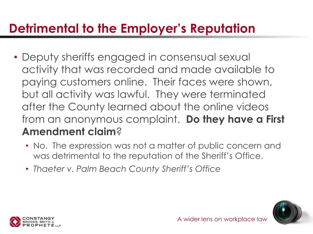 detrimental to the employer s reputation