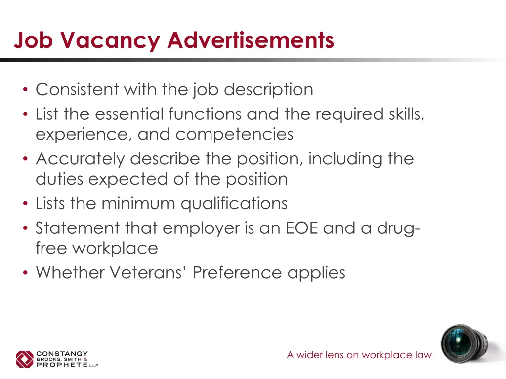 job vacancy advertisements