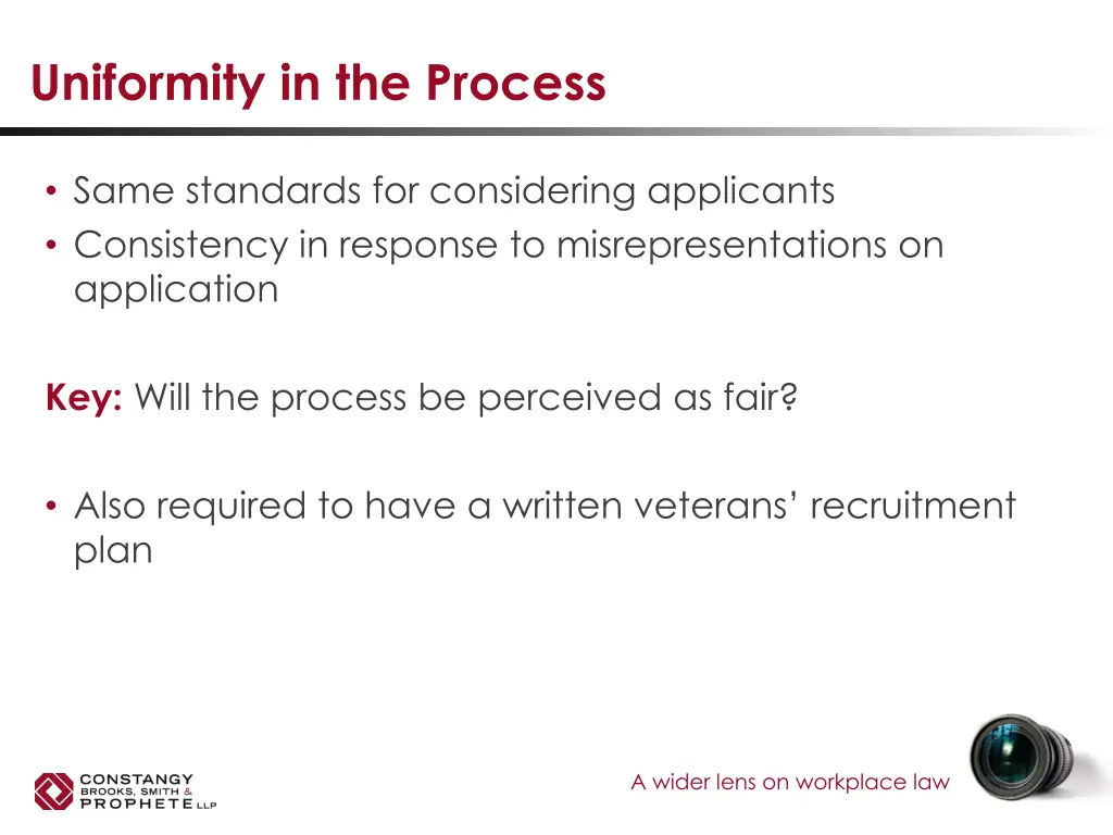 uniformity in the process