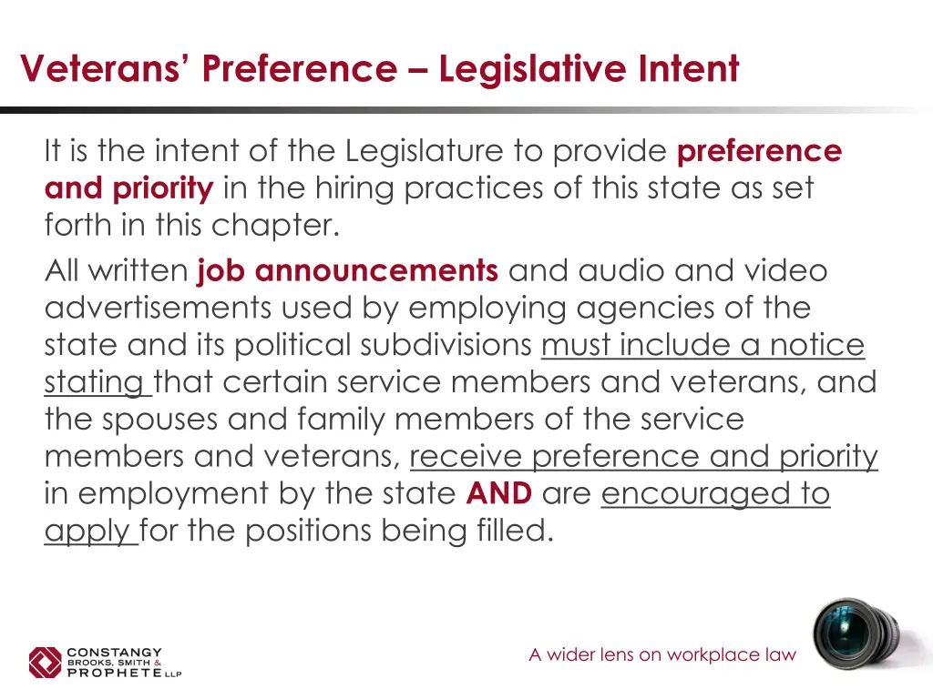 veterans preference legislative intent