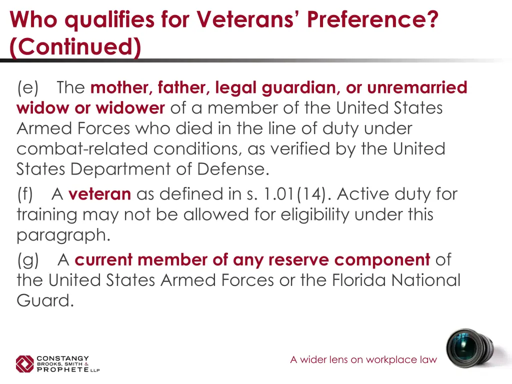 who qualifies for veterans preference continued