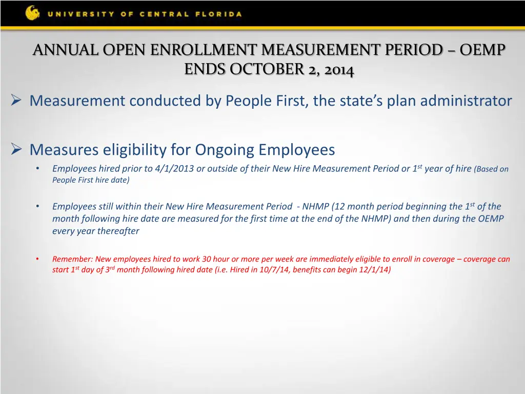 annual open enrollment measurement period oemp