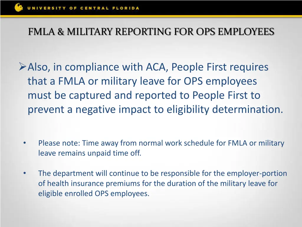 fmla military reporting for ops employees