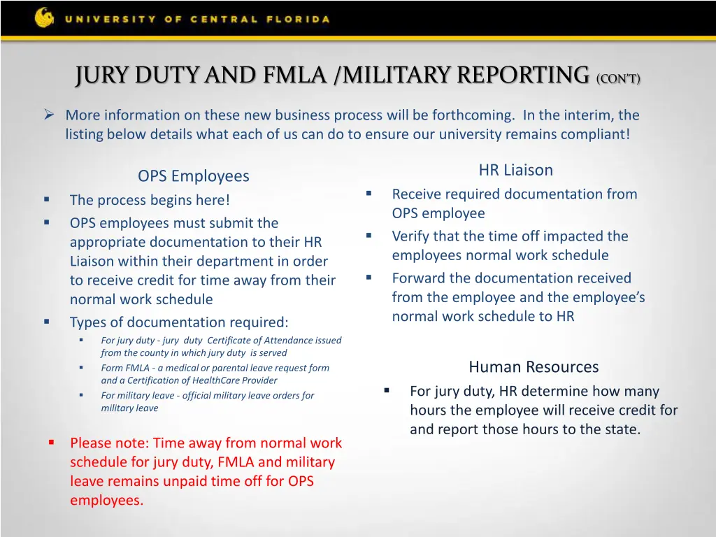 jury duty and fmla military reporting con t