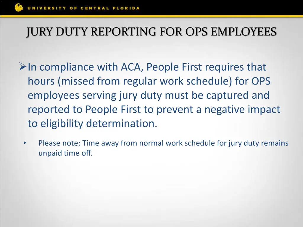 jury duty reporting for ops employees