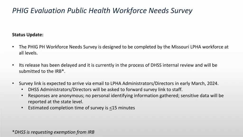 phig evaluation public health workforce needs
