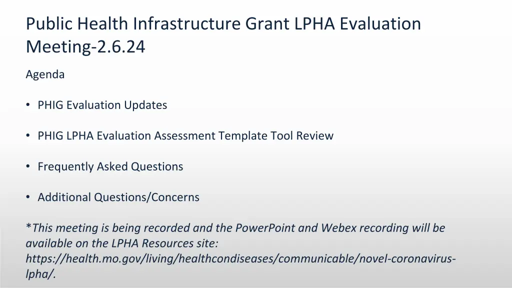 public health infrastructure grant lpha