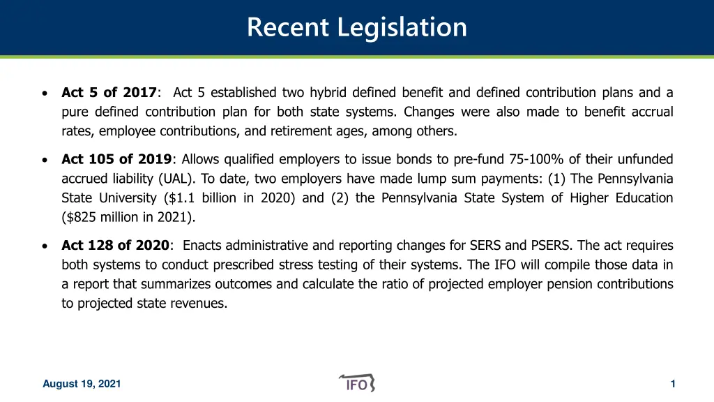 recent legislation