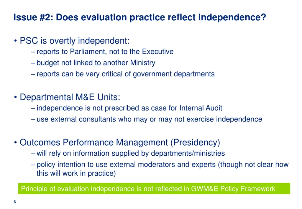 issue 2 does evaluation practice reflect