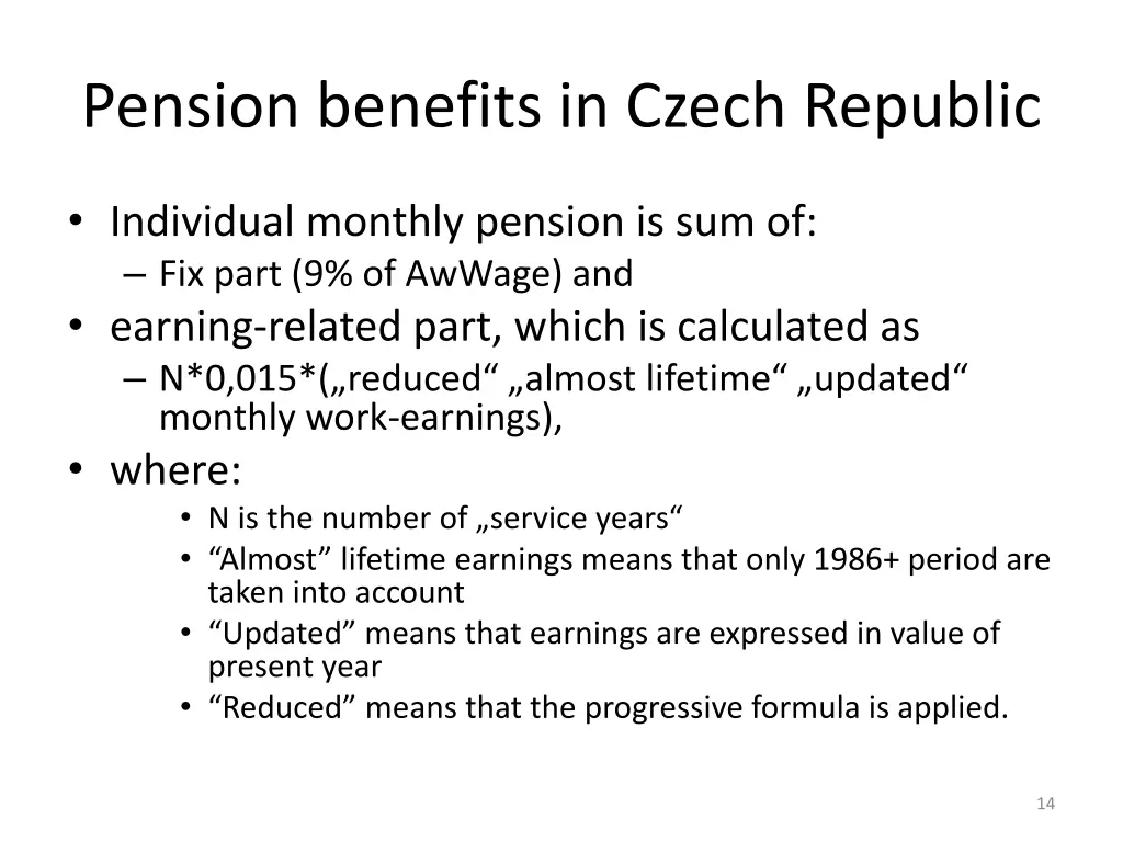 pension benefits in czech republic