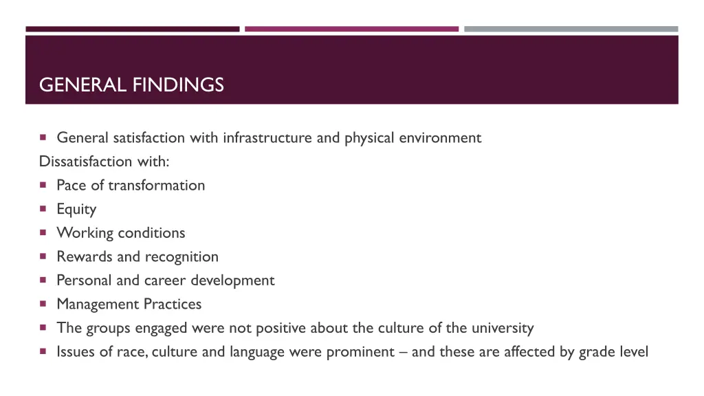 general findings