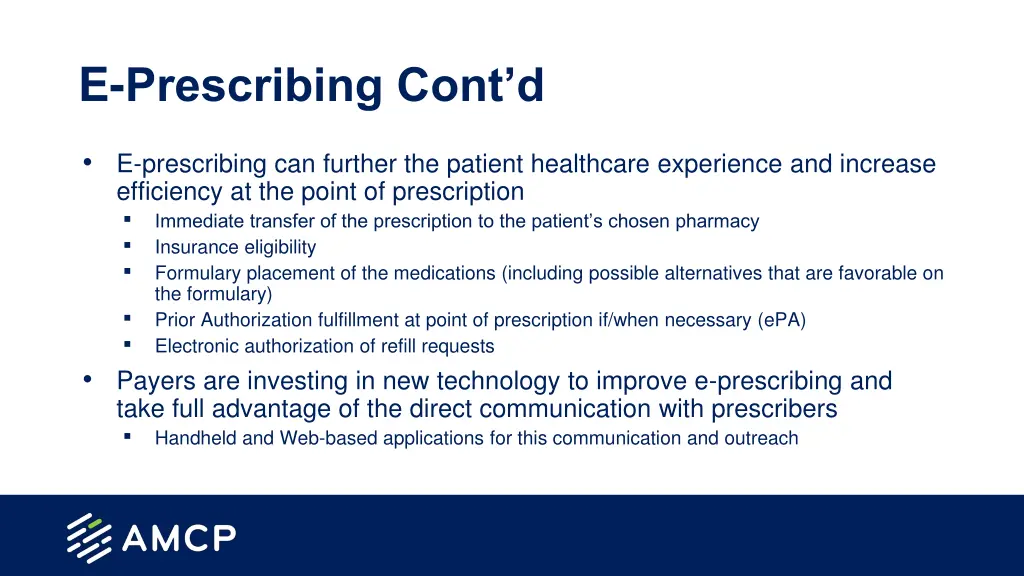 e prescribing cont d