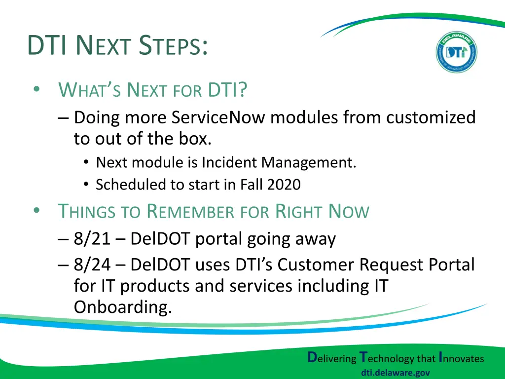 dti n ext s teps