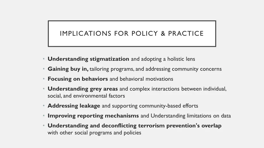 implications for policy practice