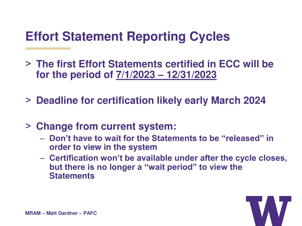effort statement reporting cycles 1