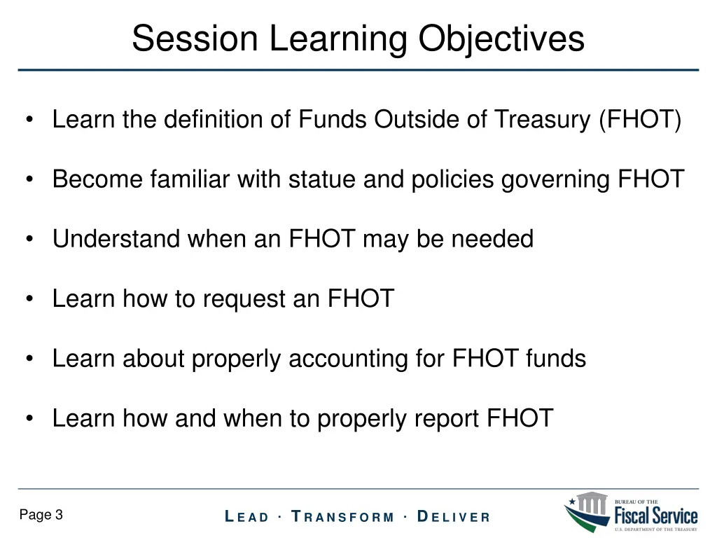 session learning objectives