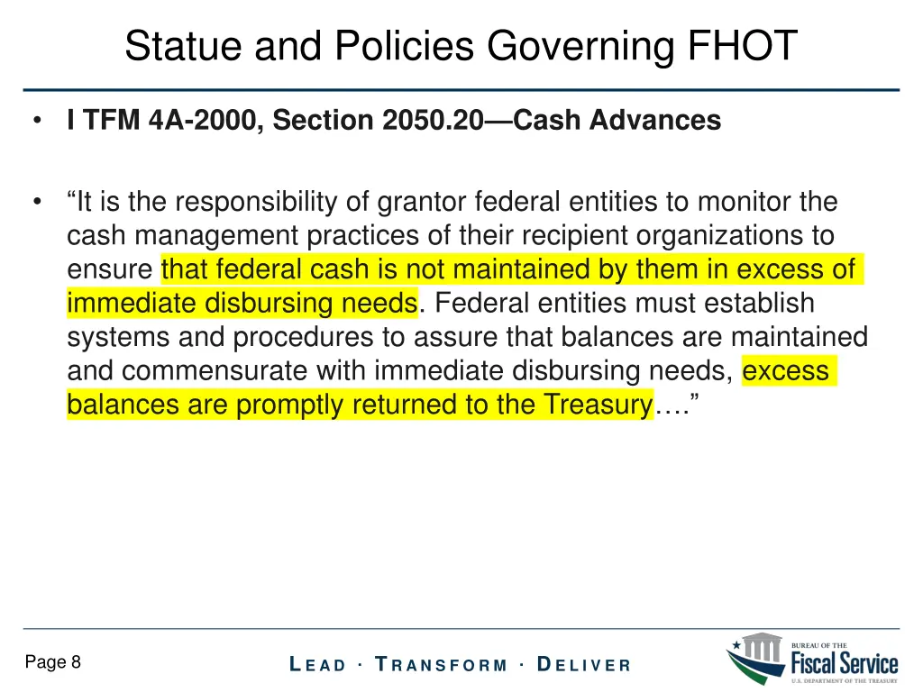 statue and policies governing fhot 3