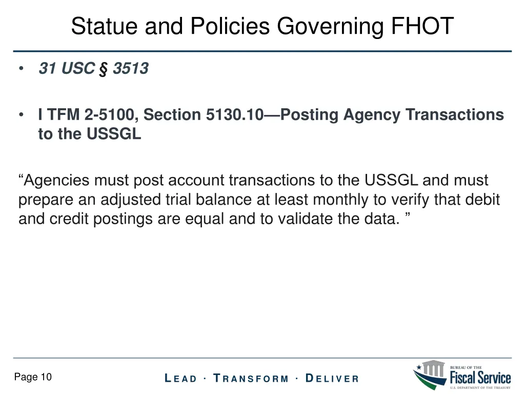 statue and policies governing fhot 5
