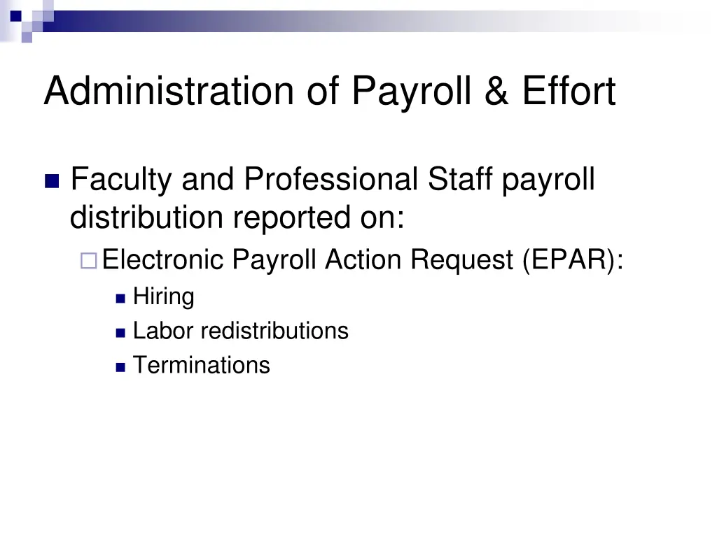 administration of payroll effort