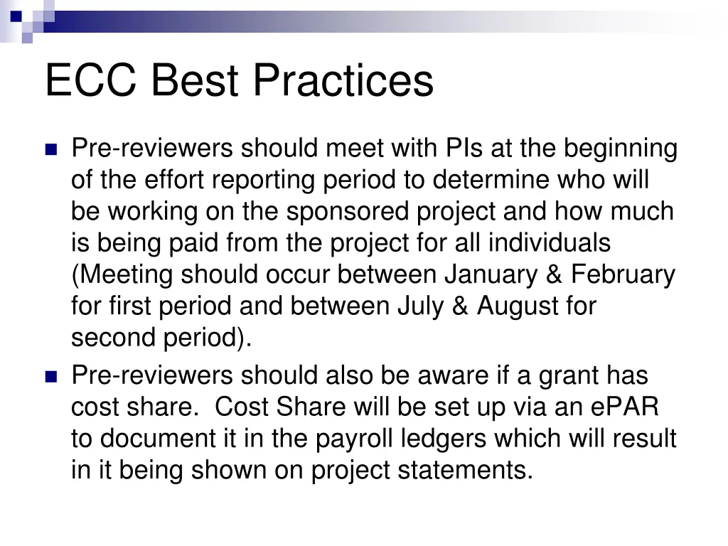 ecc best practices