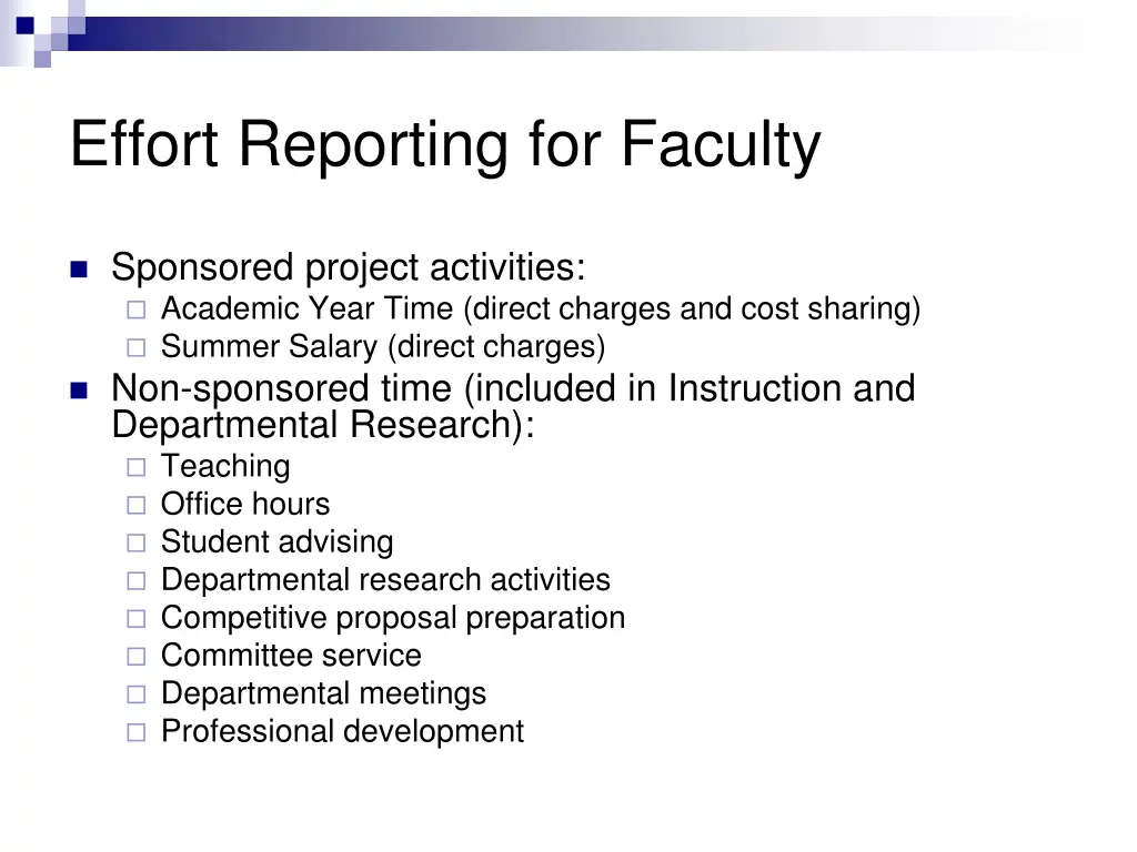 effort reporting for faculty
