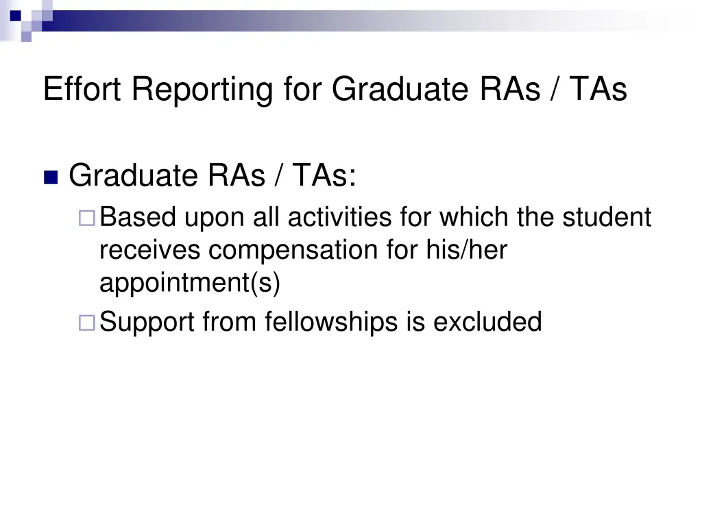 effort reporting for graduate ras tas