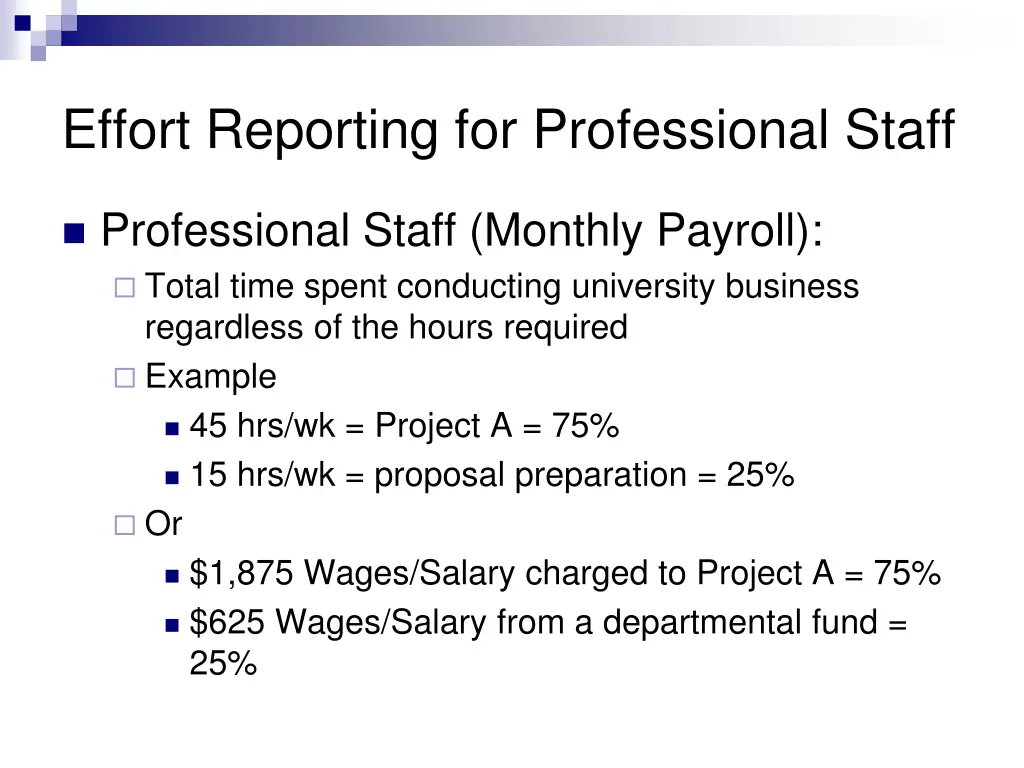 effort reporting for professional staff