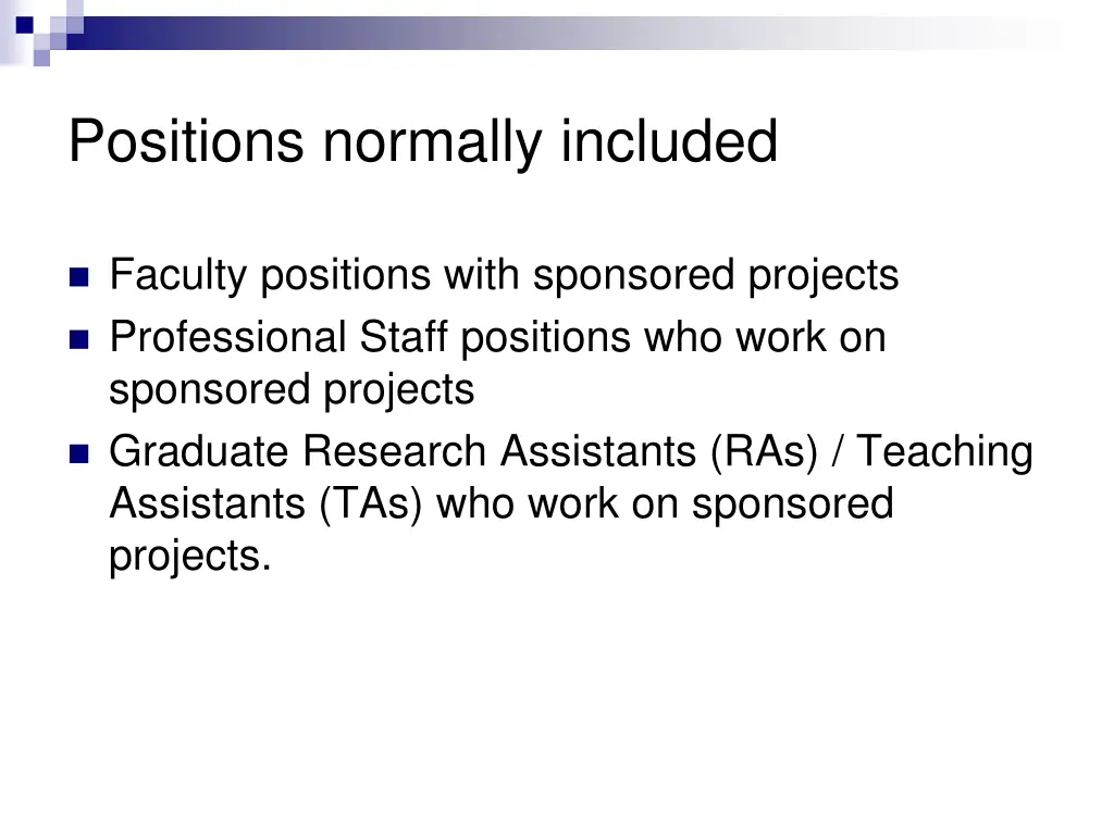 positions normally included