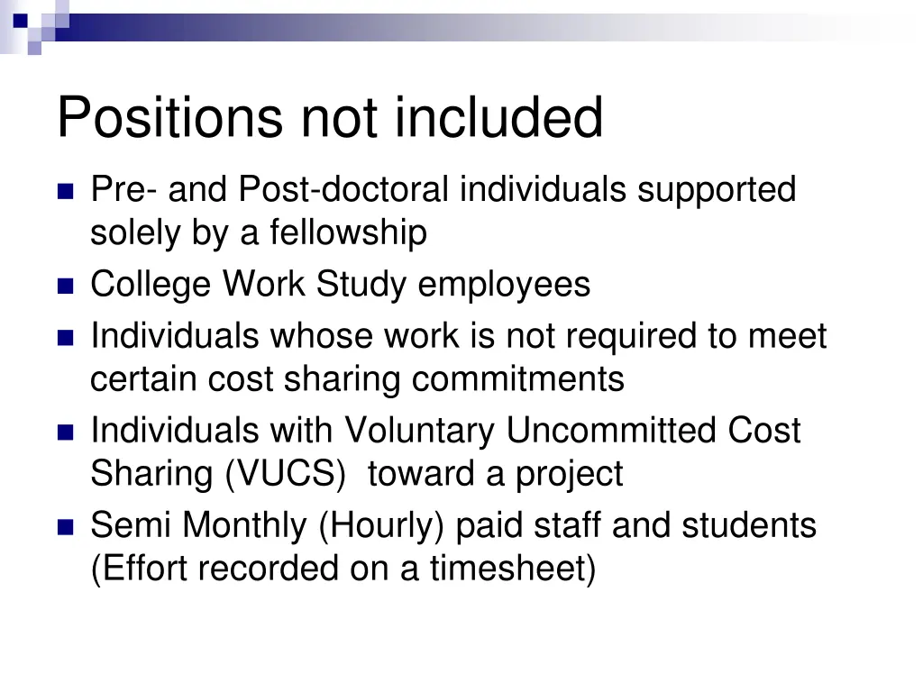 positions not included