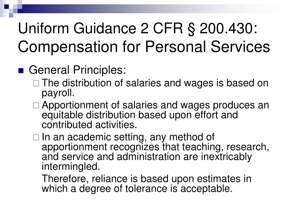 uniform guidance 2 cfr 200 430 compensation
