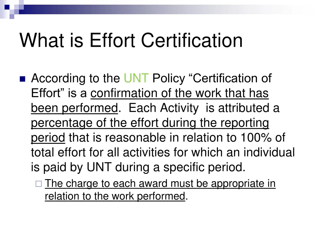 what is effort certification