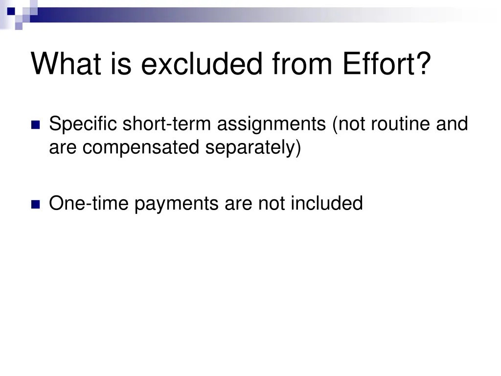 what is excluded from effort
