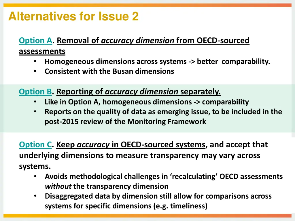alternatives for issue 2