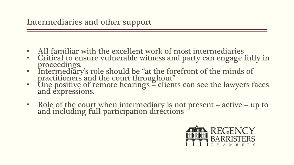 intermediaries and other support