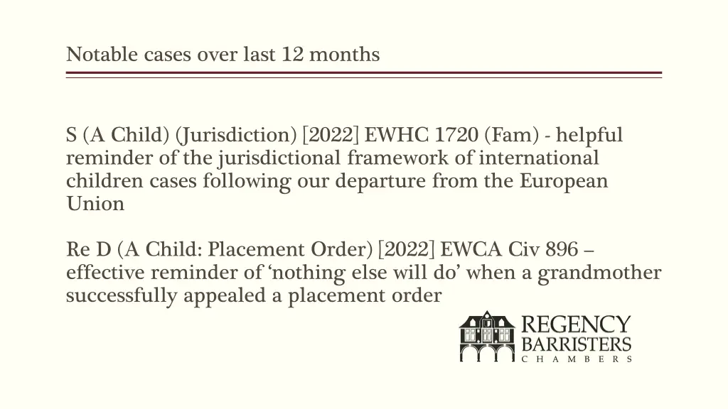 notable cases over last 12 months 2