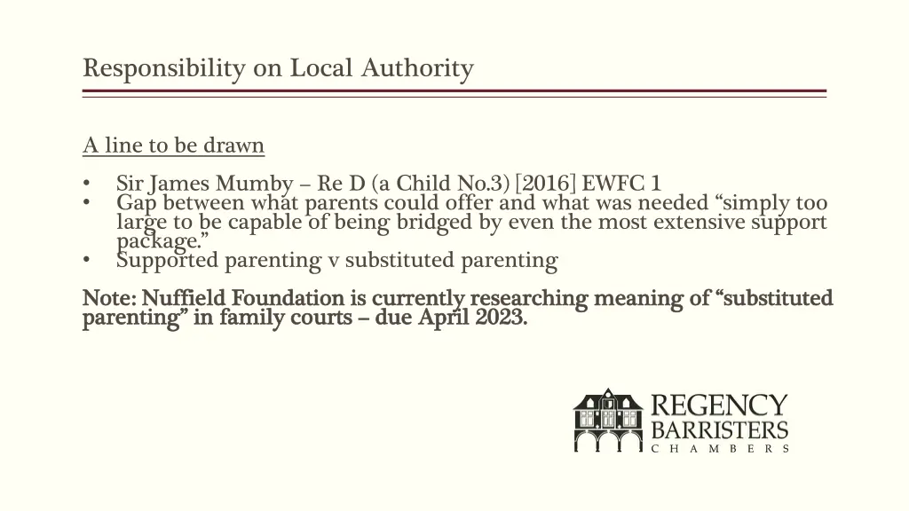 responsibility on local authority