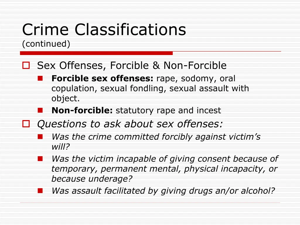 crime classifications continued 1