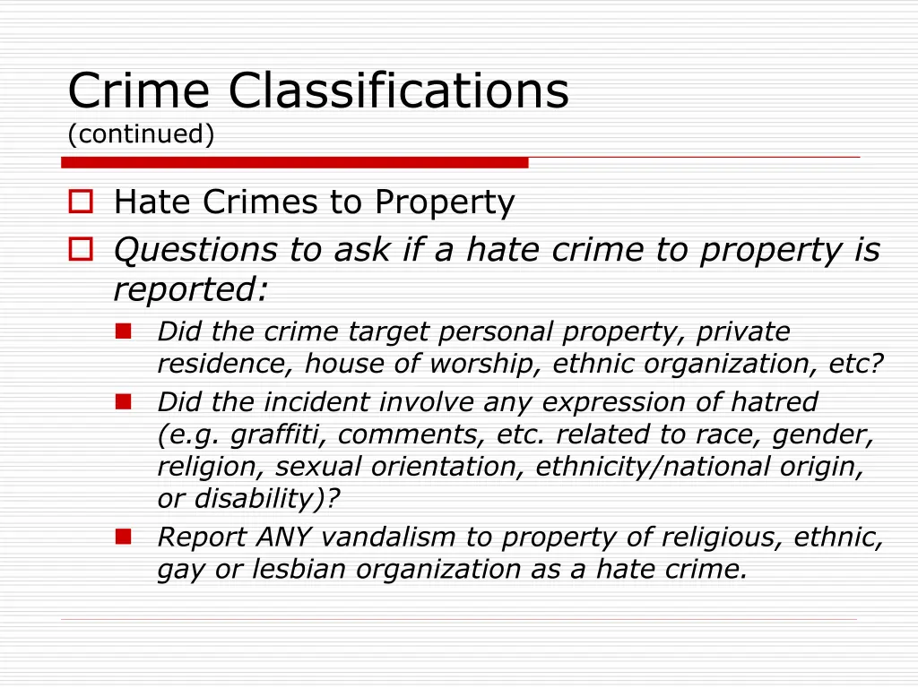 crime classifications continued 6