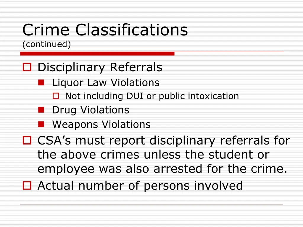 crime classifications continued 7