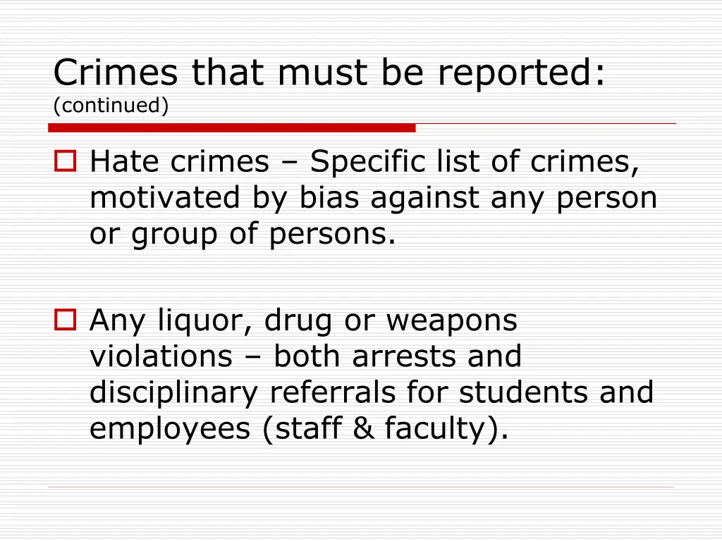 crimes that must be reported continued