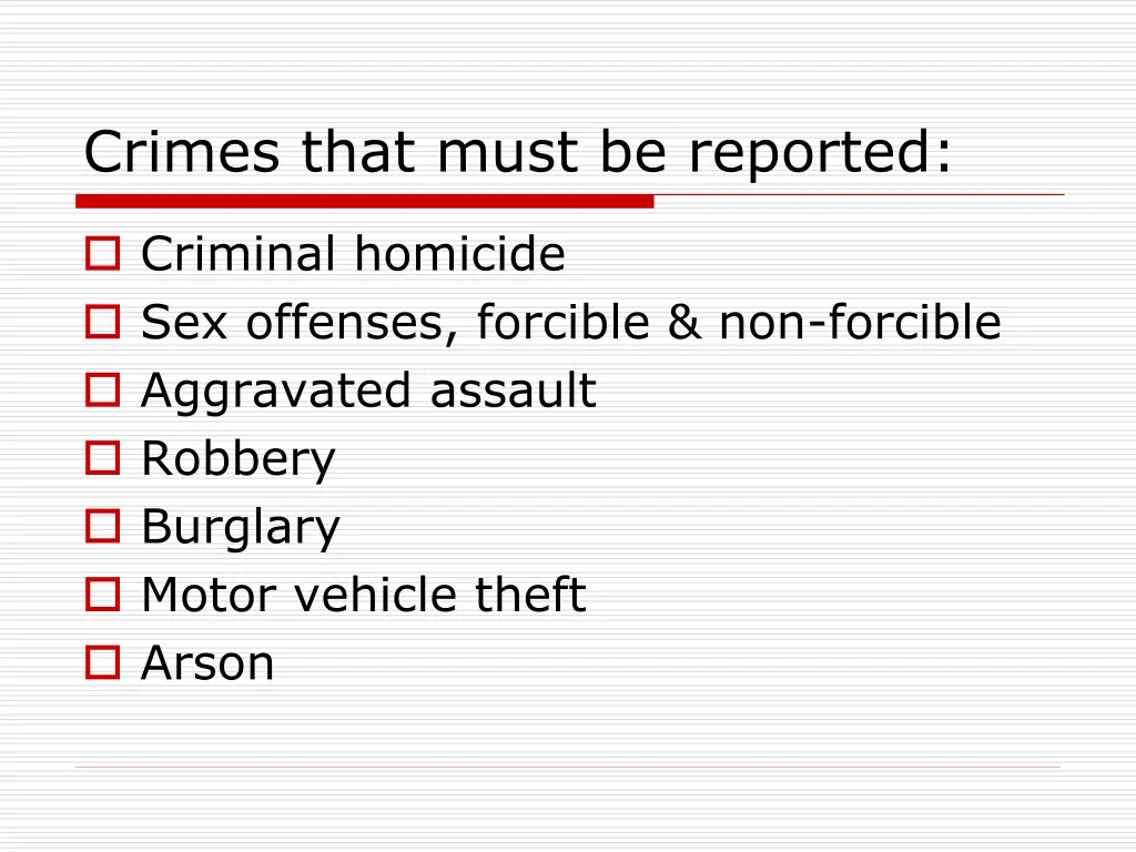 crimes that must be reported
