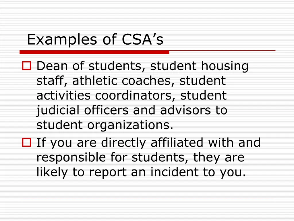 examples of csa s
