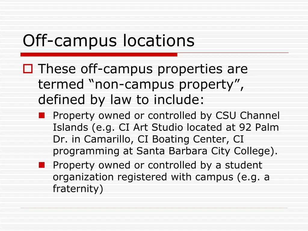 off campus locations