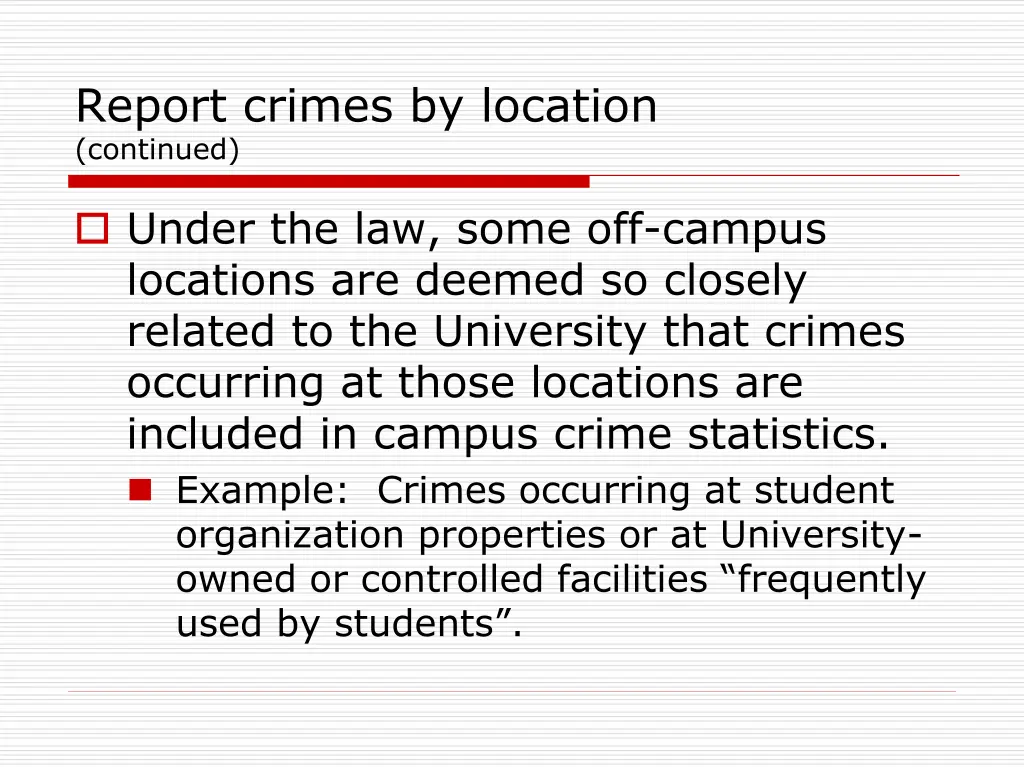report crimes by location continued