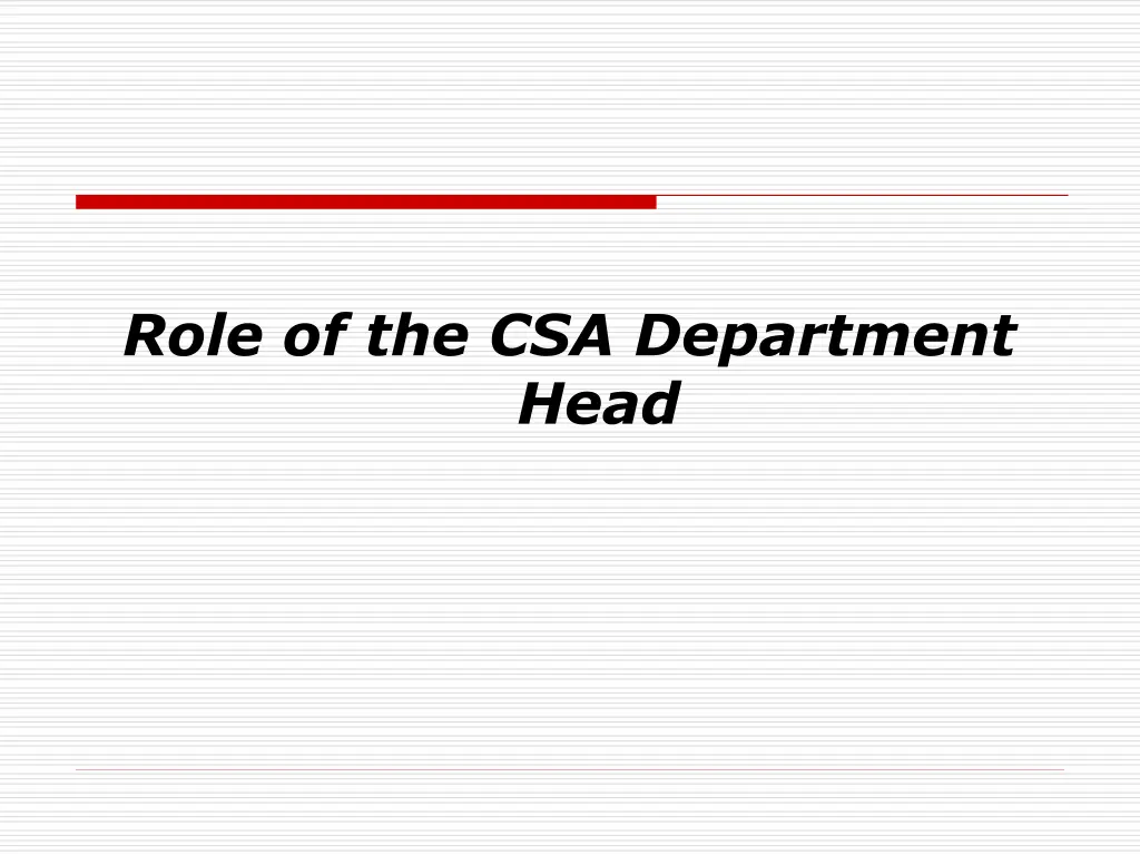 role of the csa department head