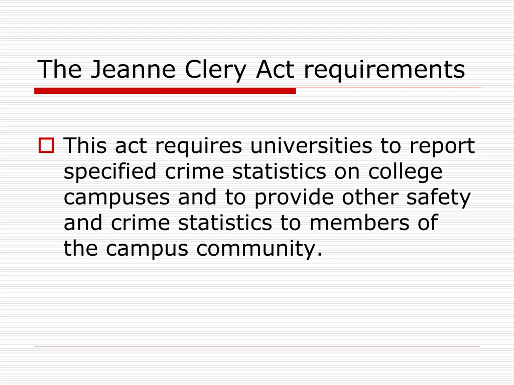 the jeanne clery act requirements