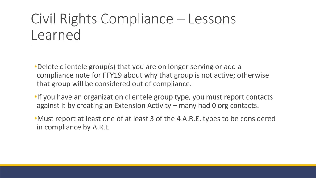 civil rights compliance lessons learned